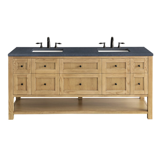 Breckenridge 72" Double Vanity, Light Natural Oak w/ 3CM Charcoal Soapstone Top James Martin Vanities