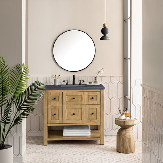 Breckenridge 36" Single Vanity, Light Natural Oak w/ 3CM Charcoal Soapstone Top James Martin Vanities
