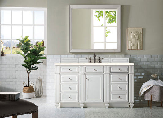 Bristol 60" Single Vanity, Bright White, w/ 3 CM Eternal Marfil Quartz Top James Martin Vanities