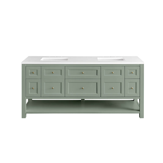 Breckenridge 72" Double Vanity, Smokey Celadon w/ 3CM White Zeus Top James Martin Vanities