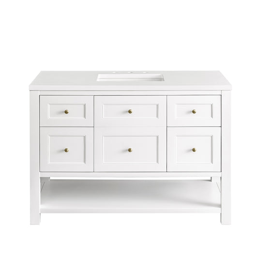 Breckenridge 48" Single Vanity, Bright White w/ 3CM White Zeus Top James Martin Vanities