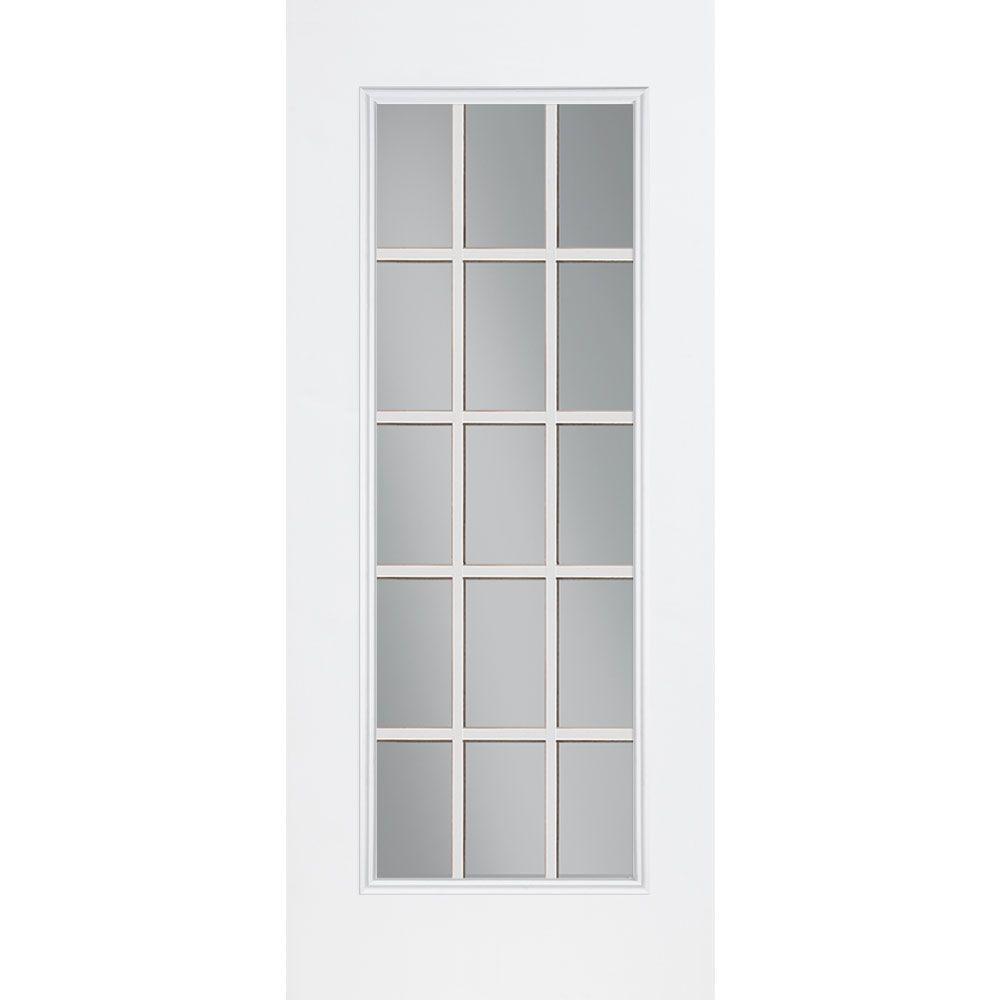 Masonite 32 in. x 80 in. White 15 Lite Inswing Primed Steel Prehung Front Door No Brickmold MASONITE DOOR CORP