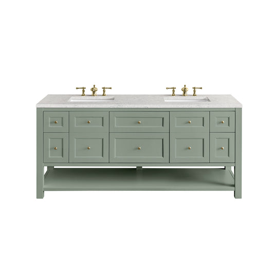Breckenridge 72" Double Vanity, Smokey Celadon w/ 3CM Eternal Jasmine Pearl Top James Martin Vanities