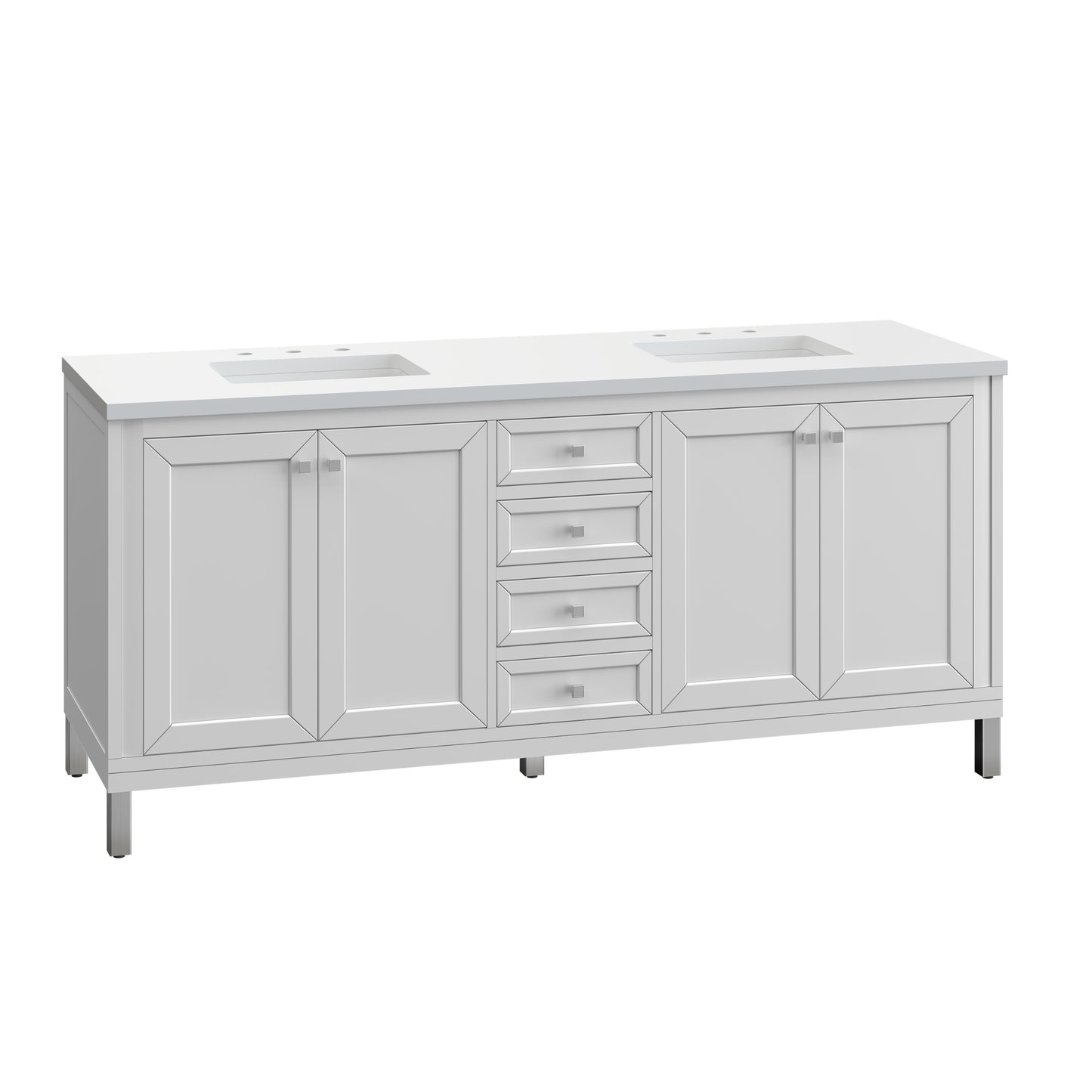 Bathroom Vanities Outlet Atlanta Renovate for LessChicago 72" Double Vanity, Glossy White w/ 3CM White Zeus Top