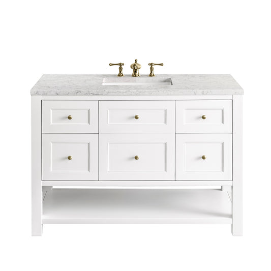 Breckenridge 48" Single Vanity, Bright White w/ 3CM Eternal Jasmine Pearl Top James Martin Vanities