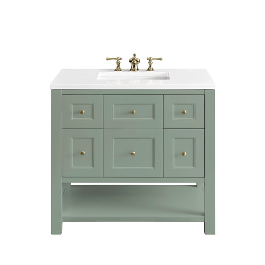 Breckenridge 36" Single Vanity, Smokey Celadon w/ 3CM White Zeus Top James Martin Vanities