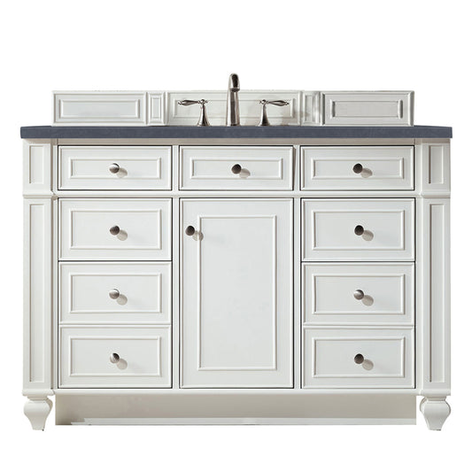 Bristol 48" Single Vanity, Bright White, w/ 3 CM Charcoal Soapstone Quartz Top James Martin Vanities