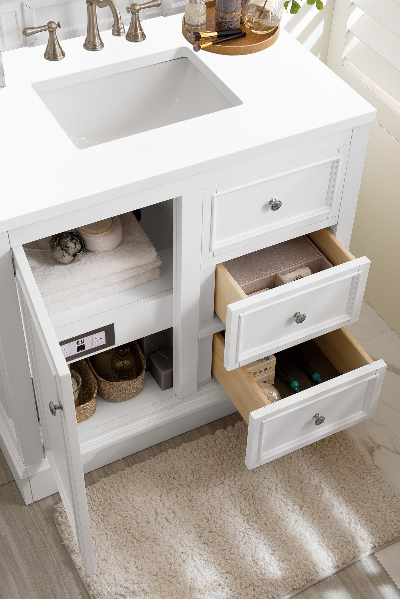 Bathroom Vanities Outlet Atlanta Renovate for LessDe Soto 36" Single Vanity, Bright White w/ 3 CM White Zeus Quartz Top