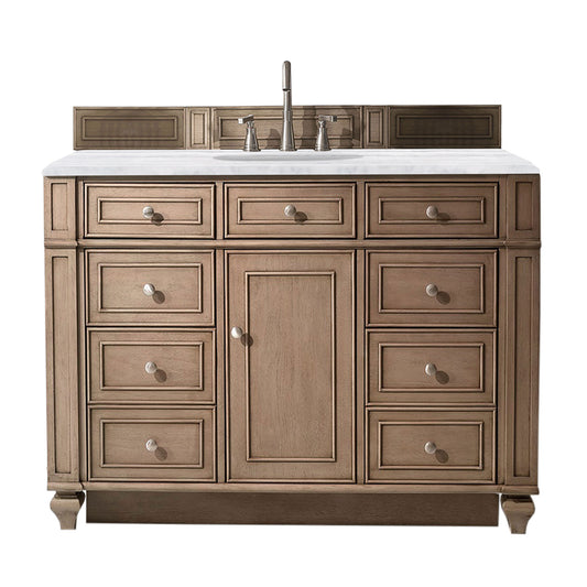 Bristol 48" Single Vanity, Whitewashed Walnut, w/ 3 CM Arctic Fall Solid Surface Top James Martin Vanities