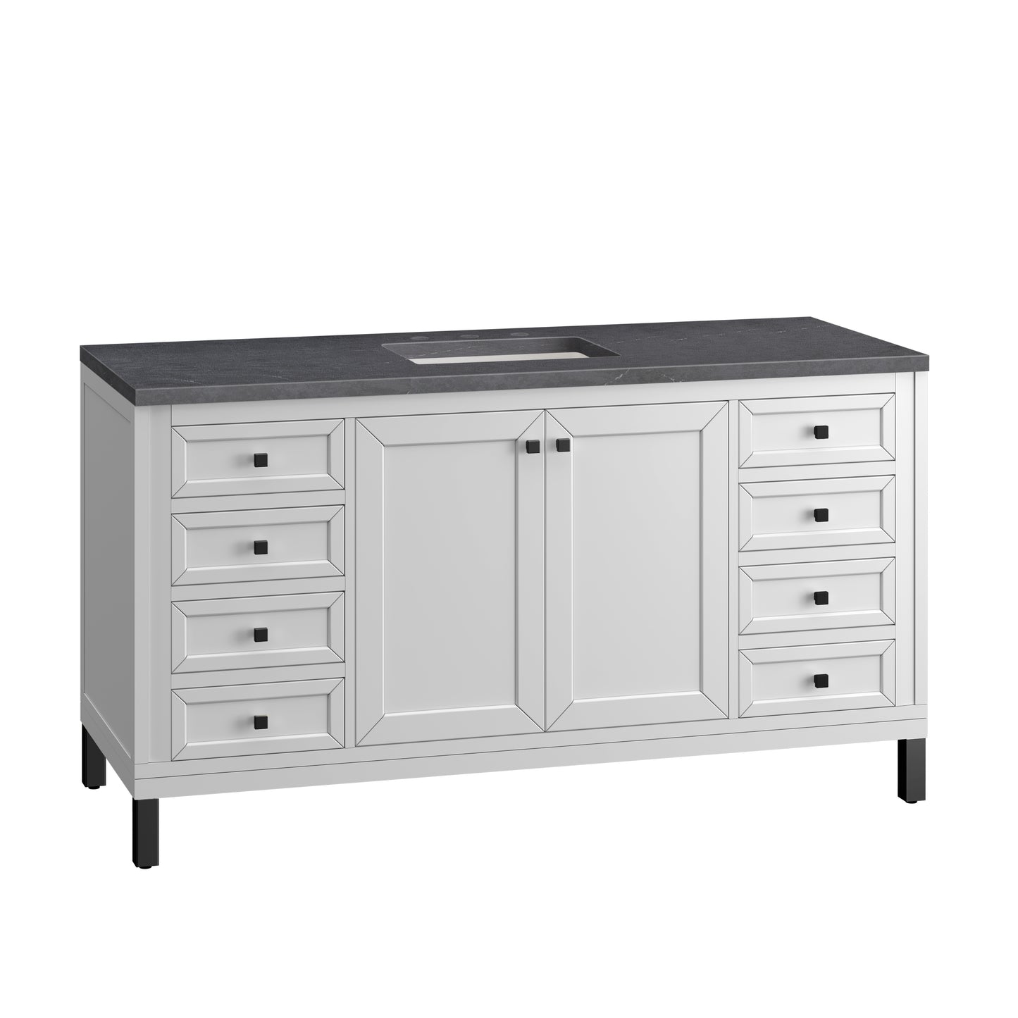 Bathroom Vanities Outlet Atlanta Renovate for LessChicago 60" Single Vanity, Glossy White w/ 3CM Charcoal Soapstone Top