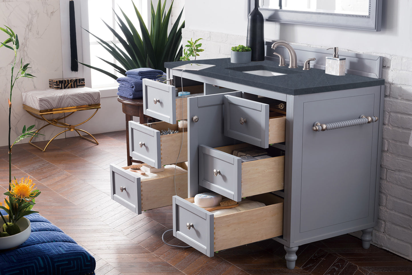 Bathroom Vanities Outlet Atlanta Renovate for LessCopper Cove Encore 48" Single Vanity, Silver Gray w/ 3 CM Charcoal Soapstone Quartz Top