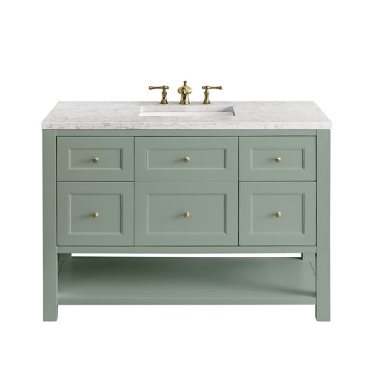 Breckenridge 48" Single Vanity, Smokey Celadon w/ 3CM Eternal Jasmine Pearl Top James Martin Vanities