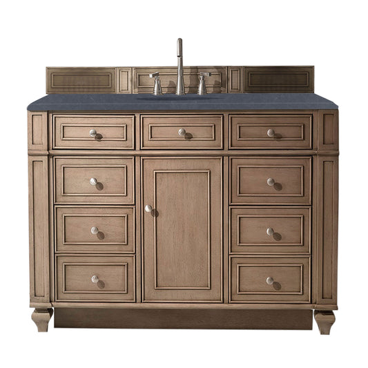 Bristol 48" Single Vanity, Whitewashed Walnut, w/ 3 CM Charcoal Soapstone Quartz Top James Martin Vanities