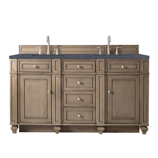 Bristol 60" Double Vanity, Whitewashed Walnut, w/ 3 CM Charcoal Soapstone Quartz Top James Martin Vanities