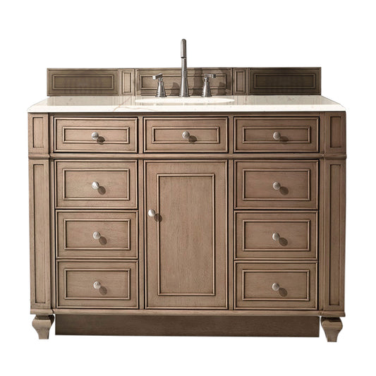 Bristol 48" Single Vanity, Whitewashed Walnut, w/ 3 CM Eternal Marfil Quartz Top James Martin Vanities