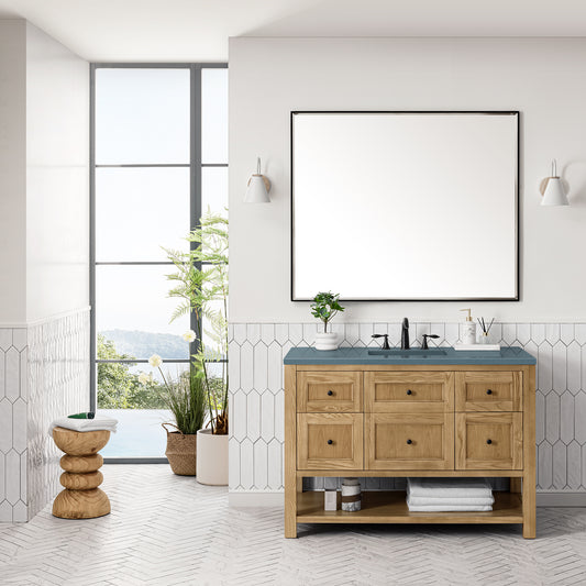 Breckenridge 48" Single Vanity, Light Natural Oak w/ 3CM Cala Blue Top James Martin Vanities