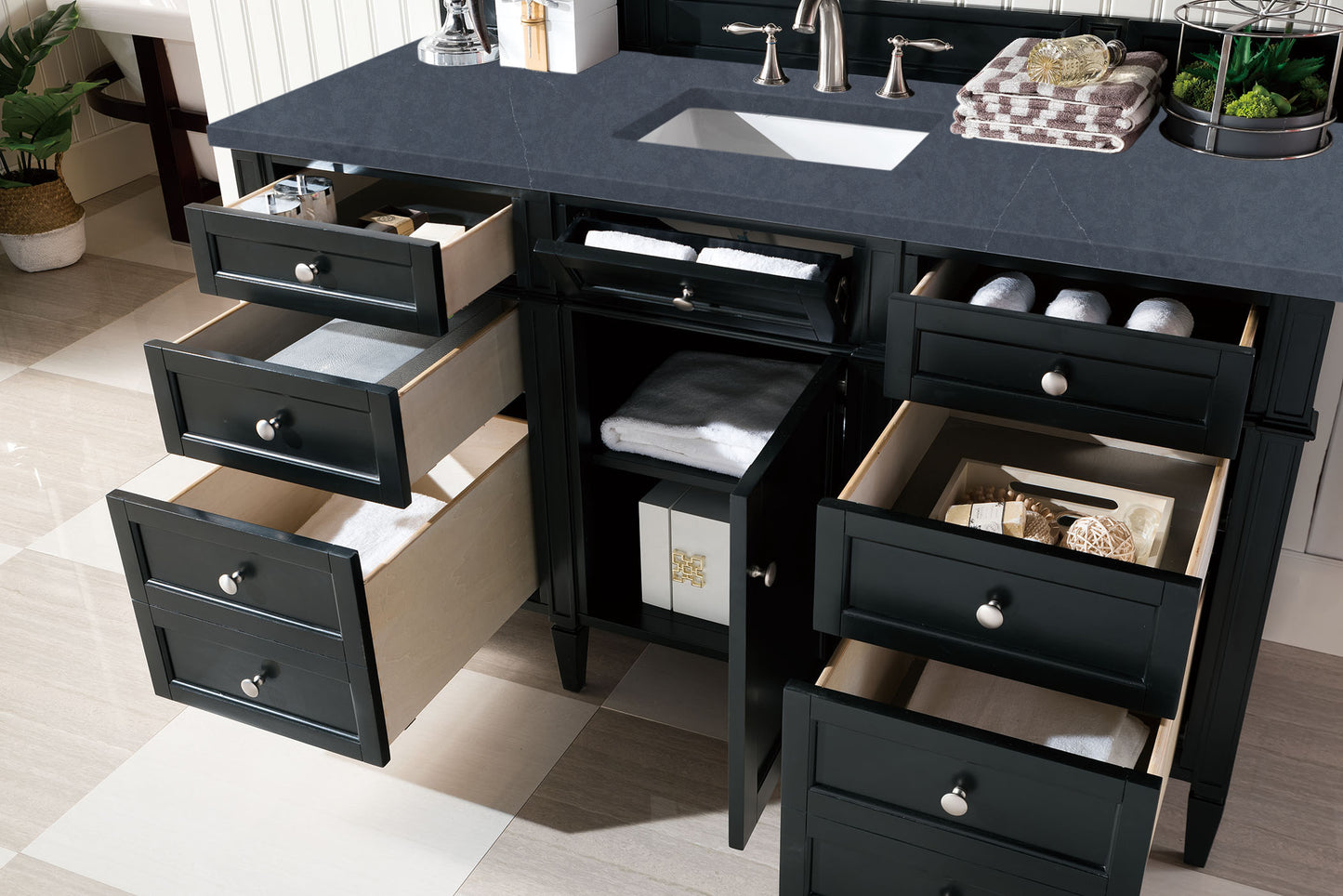 Bathroom Vanities Outlet Atlanta Renovate for LessBrittany 60" Single Vanity, Black Onyx, w/ 3 CM Charcoal Soapstone Quartz Top