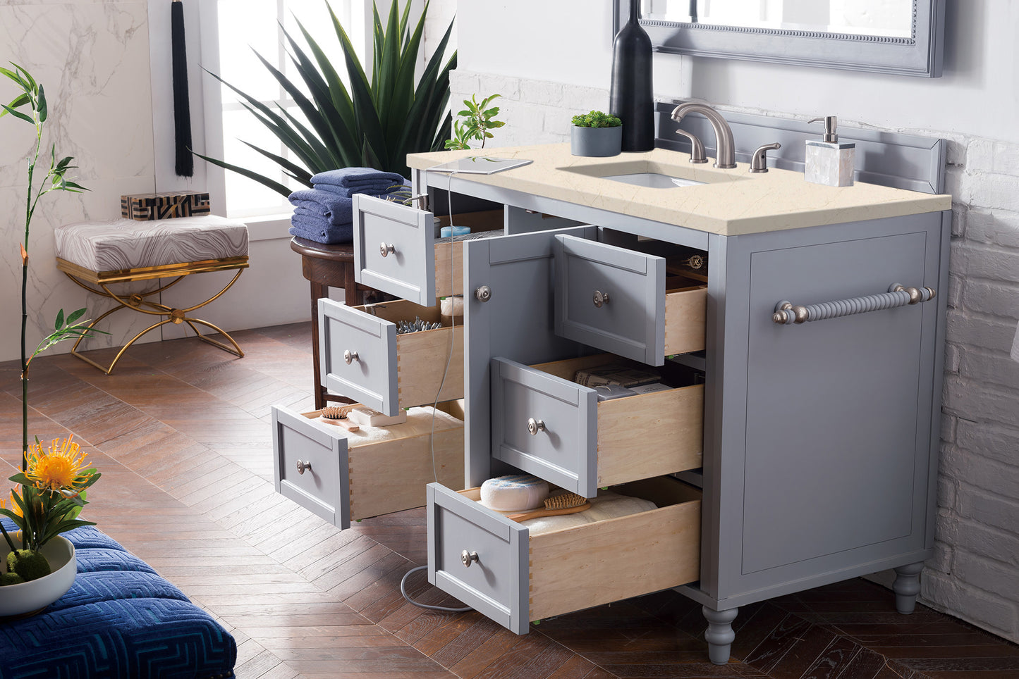 Bathroom Vanities Outlet Atlanta Renovate for LessCopper Cove Encore 48" Single Vanity, Silver Gray w/ 3 CM Eternal Marfil Quartz Top