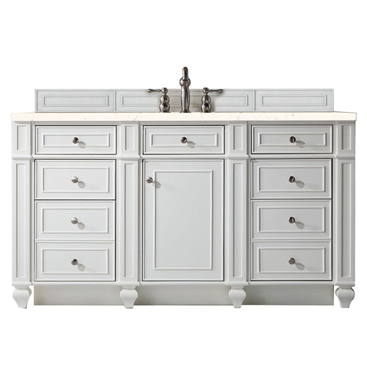 Bristol 60" Single Vanity, Bright White, w/ 3 CM Eternal Marfil Quartz Top James Martin Vanities