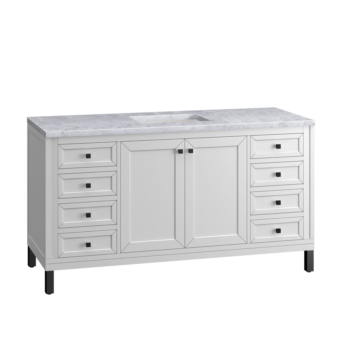 Bathroom Vanities Outlet Atlanta Renovate for LessChicago 60" Single Vanity, Glossy White w/ 3CM Carrara Marble Top