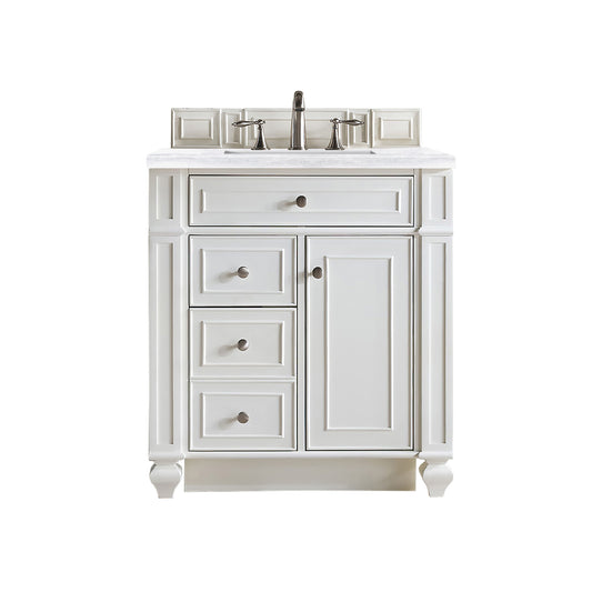 Bristol 30" Single Vanity, Bright White, w/ 3 CM Arctic Fall Solid Surface Top James Martin Vanities