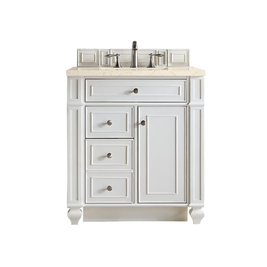 Bristol 30" Single Vanity, Bright White, w/ 3 CM Eternal Marfil Quartz Top James Martin Vanities