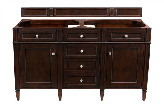 Renovate for Less Atlanta Brittany 60" Double Vanity, Burnished Mahogany w/ 3 CM Carrara Marble Top