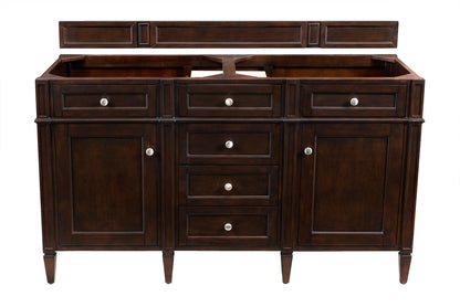 Renovate for Less Atlanta Brittany 60" Double Vanity, Burnished Mahogany, w/ 3 CM Siberian Silestone Top w/FreePower Wireless Charger