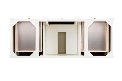Renovate for Less Atlanta Brittany 60" Single Vanity, Bright White w/ 3 CM Victorian Silver Silestone Top
