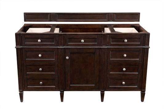 Brittany 60" Single Vanity, Burnished Mahogany w/ 3 CM Eternal Jasmine Pearl Silestone Top