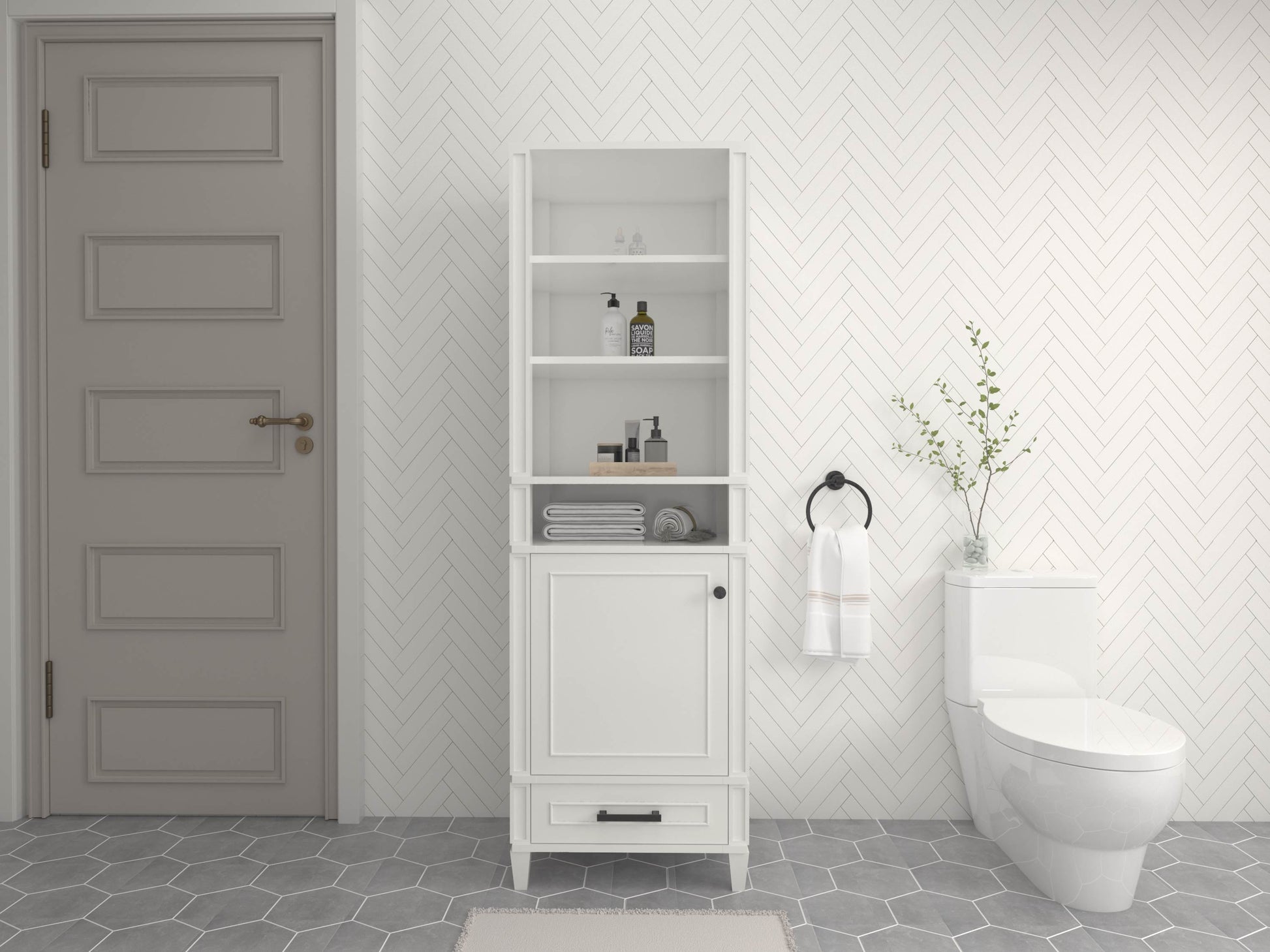 Windsor All Wood Linen Tower in Bright White ER VANITIES