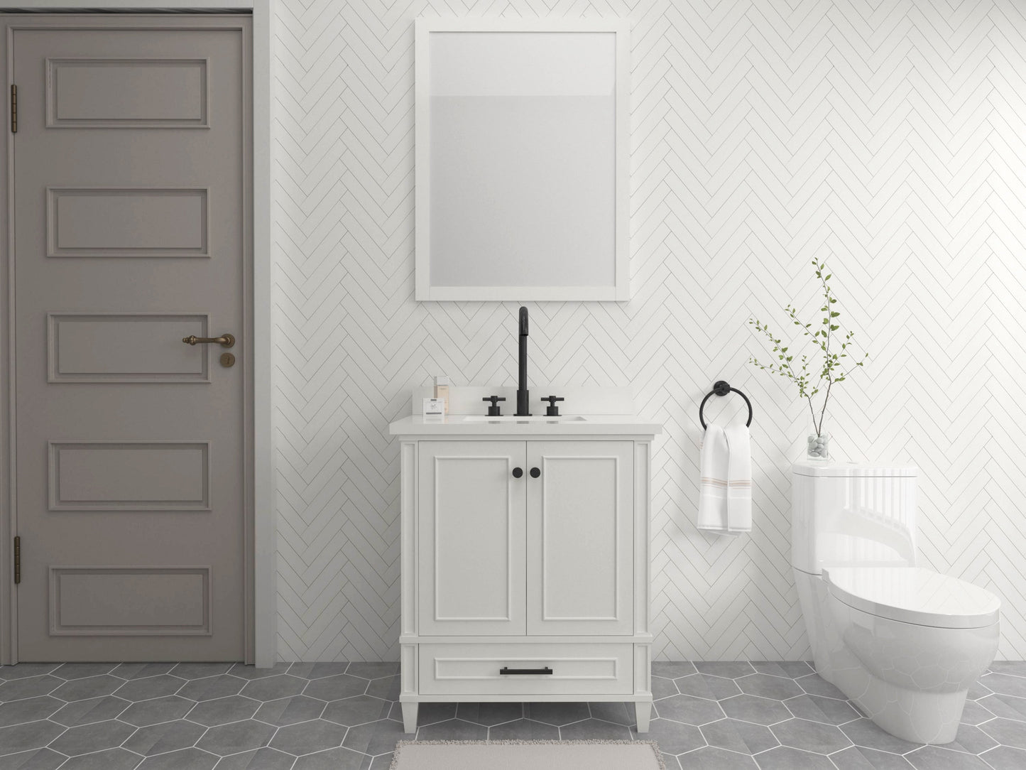 Windsor 29.5 in All Wood Vanity in Bright White - Cabinet Only ER VANITIES