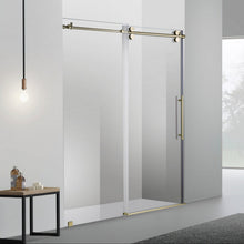 Shower Glass Kits Sofi Matte Champaign Brushed Gold Brass Bronze 60 inch Frameless Rolling shower door set Discount Clearance