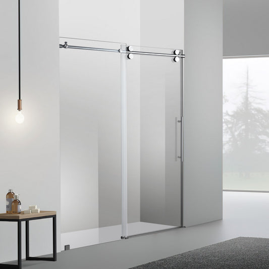 Sofi 60 in. x 79 in. Frameless Rolling Shower Door in Brushed Nickel