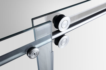 Sofi 60 in. x 79 in. Frameless Rolling Shower Door in Brushed Nickel