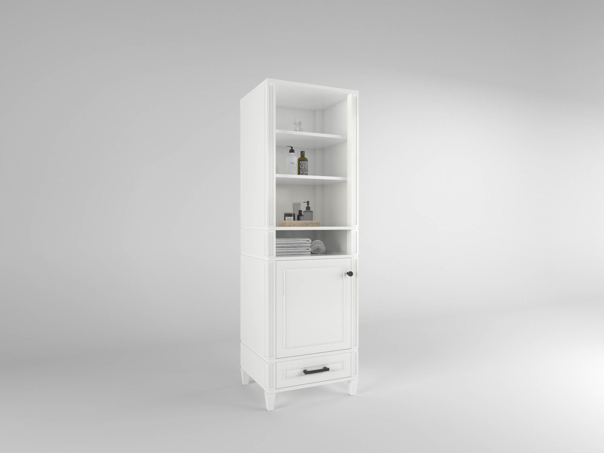 Windsor All Wood Linen Tower in Bright White ER VANITIES
