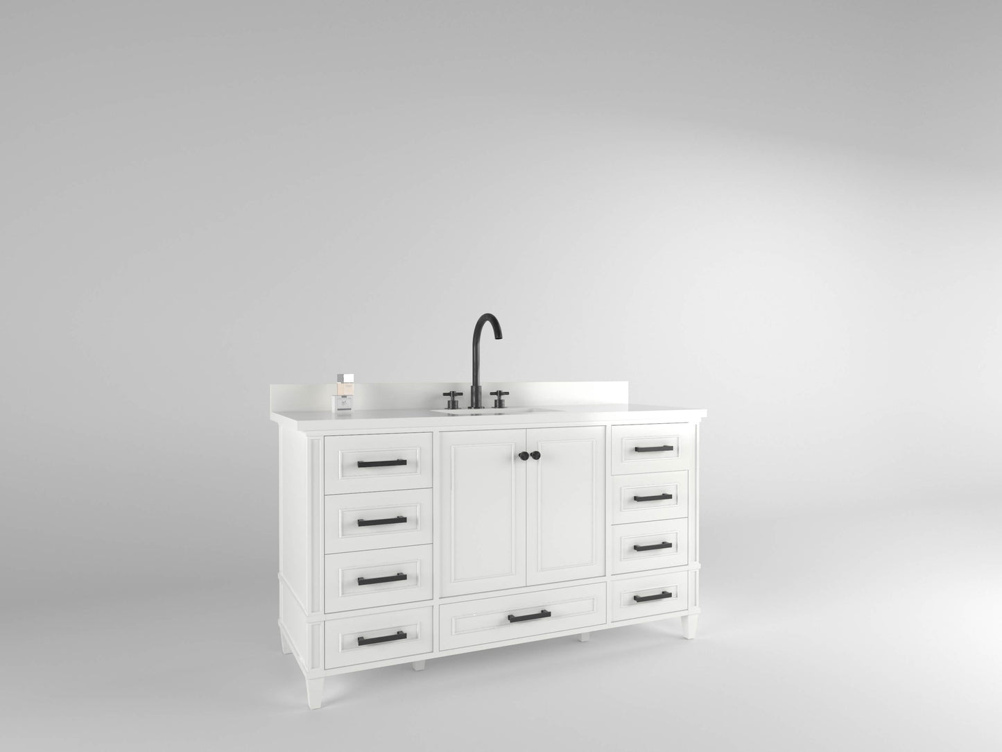 Windsor 60 Single in All Wood Vanity in Bright White - Cabinet Only