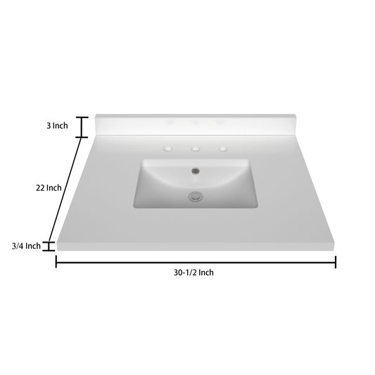 Bathroom Vanity Top 2 CM Pure White 30.5 In W x 22 In D Bathroom Vanities Outlet