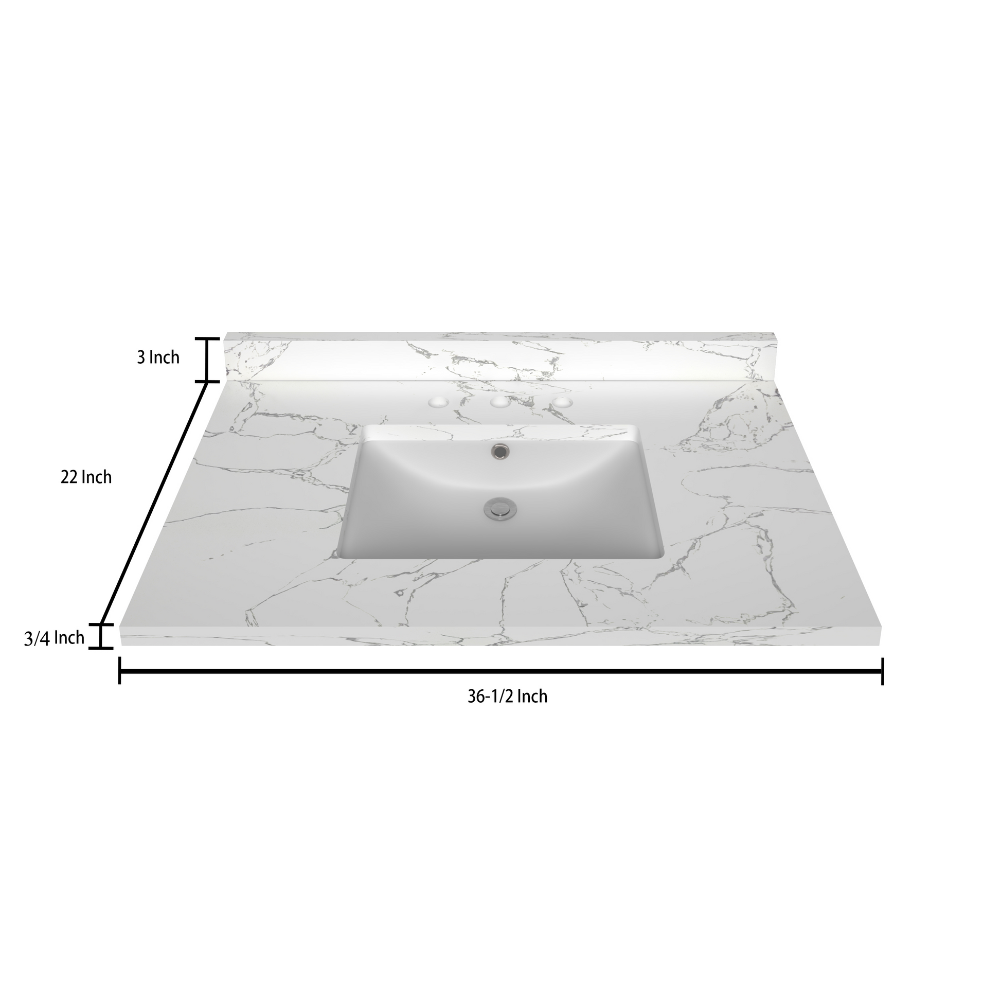 Stock Top 2 CM Carrara White 36.5 In W x 22 In D Bathroom Vanities Outlet