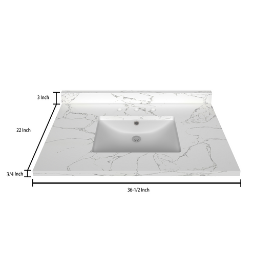 Stock Top 2 CM Carrara White 36.5 In W x 22 In D Bathroom Vanities Outlet