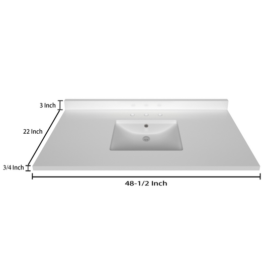 Stock Top 2 CM Pure White 48.5 In W x 22 In D Bathroom Vanities Outlet