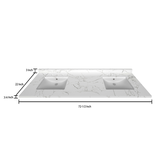 Stock Top 2 CM Carrara White 72.5 In W x 22 In D Bathroom Vanities Outlet