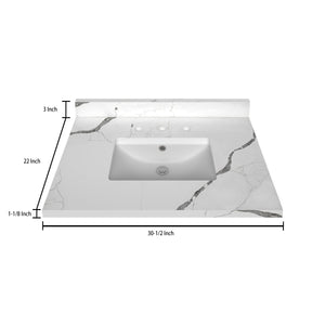 Stock Top 3 CM Calacatta White Quartz 30.5 In W x 22 In D Bathroom Vanities Outlet