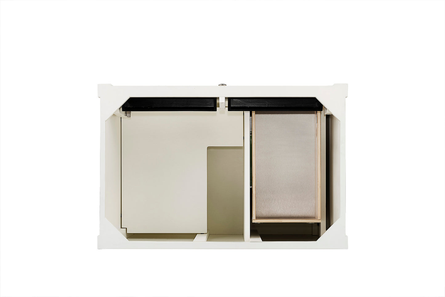 Renovate for Less Atlanta Brittany 36" Single Vanity, Bright White w/ 3 CM Victorian Silver Silestone Top