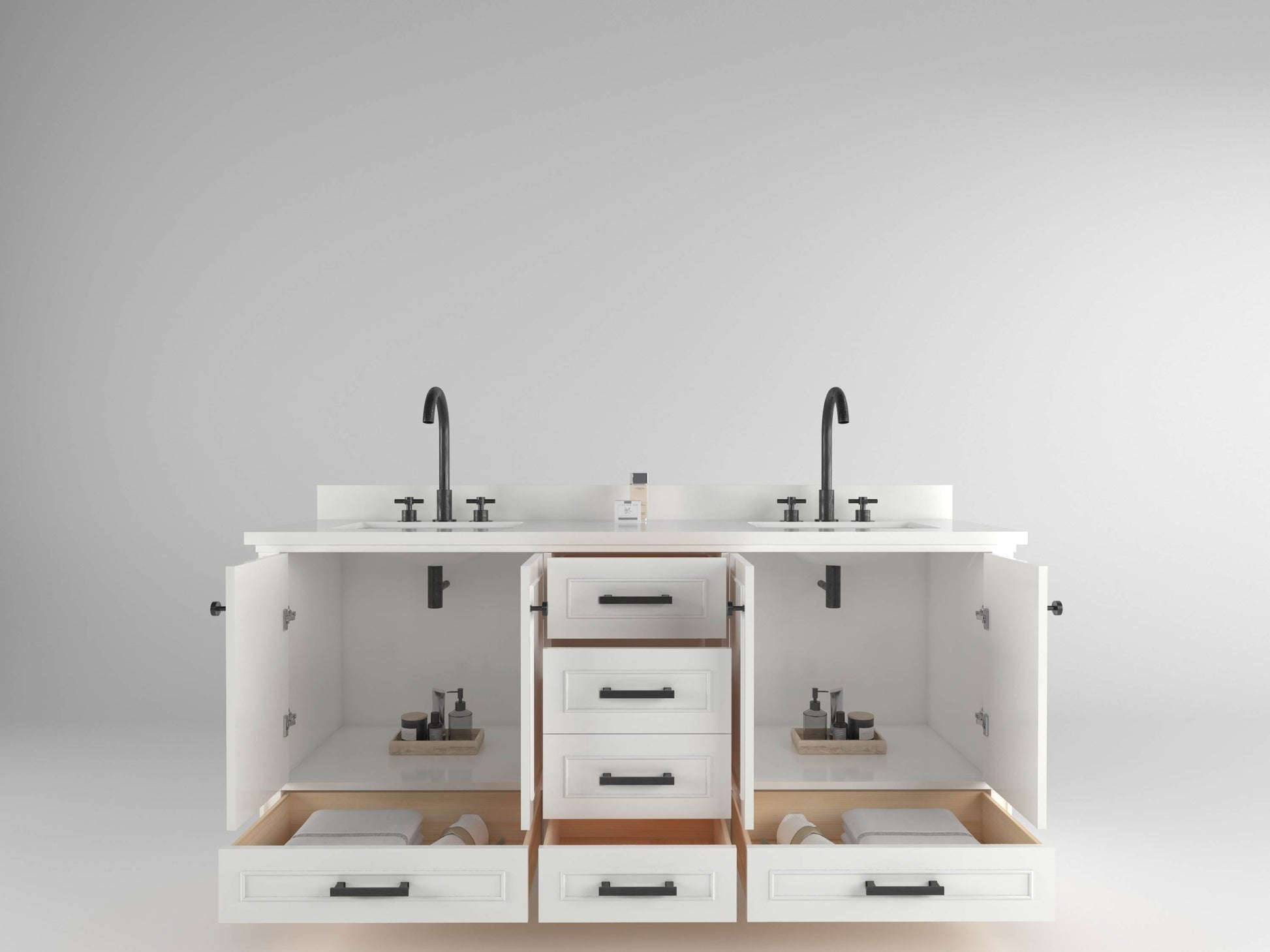 Windsor 71.5 in All Wood Vanity in White - Cabinet Only ER VANITIES