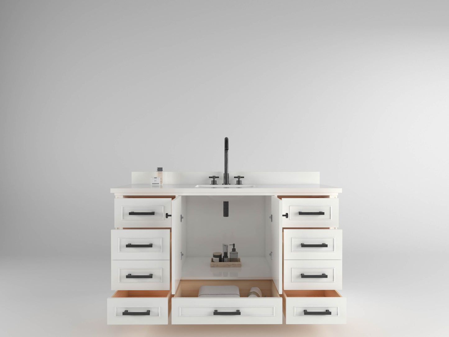 Windsor 60 Single in All Wood Vanity in Bright White - Cabinet Only