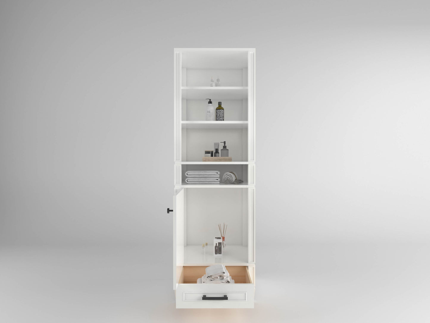 Windsor All Wood Linen Tower in Bright White ER VANITIES