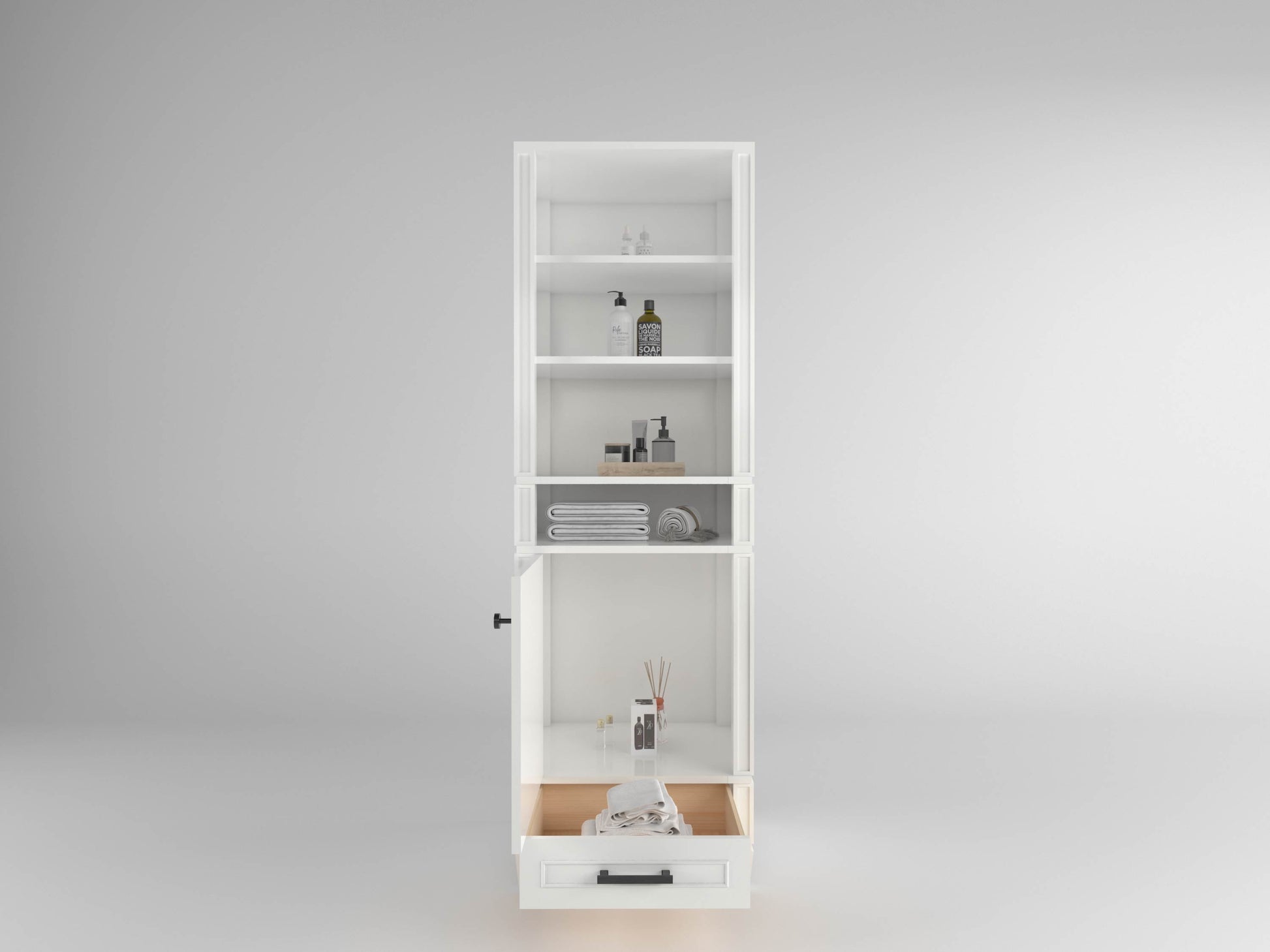 Windsor All Wood Linen Tower in Bright White ER VANITIES