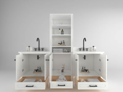 Windsor 84 in All Wood Vanity in White - Cabinet Only ER VANITIES
