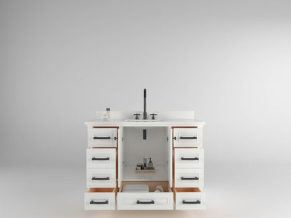 Windsor 47.5 in All Wood Vanity in Bright White - Cabinet Only ER VANITIES